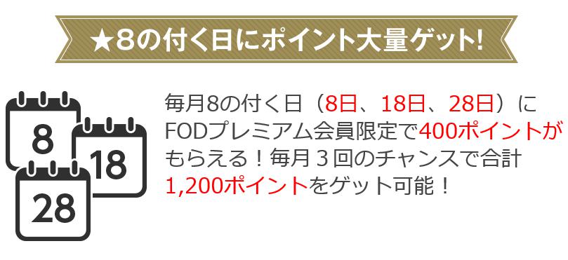 FODプレミアム 8の日ポイント